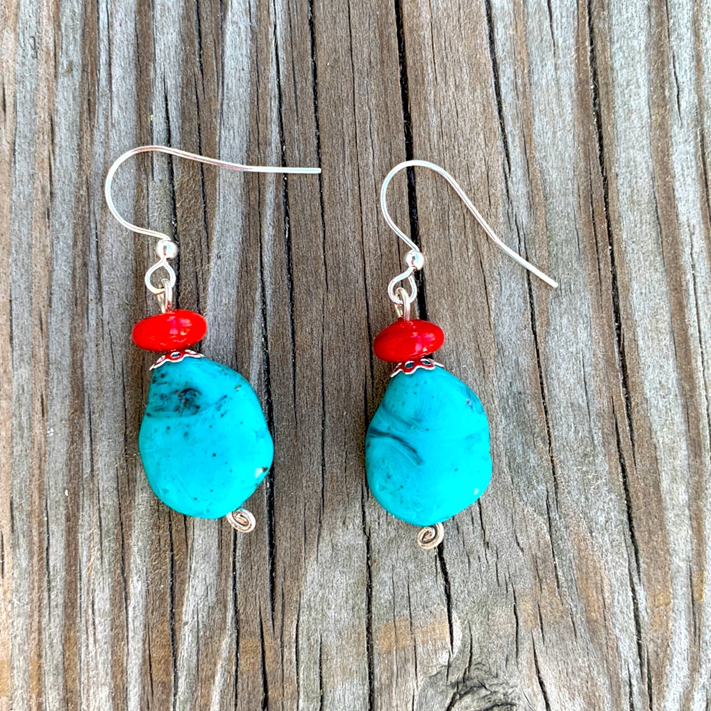 Turquoise Color And Red Coral. Silver